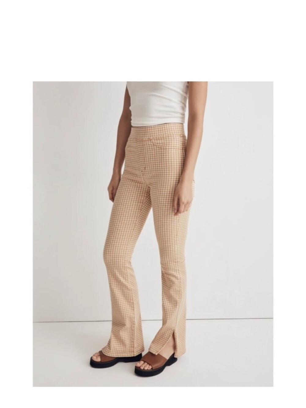 Madewell Pull-On Skinny Flare Jeans in Mini Check Size 27 NWT